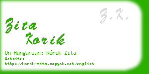 zita korik business card